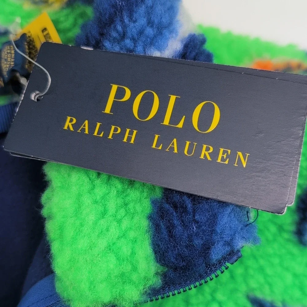 Polo Ralph Lauren Floral-Print Teddy Fleece Jacket Boys Size M 10-12 Reversible